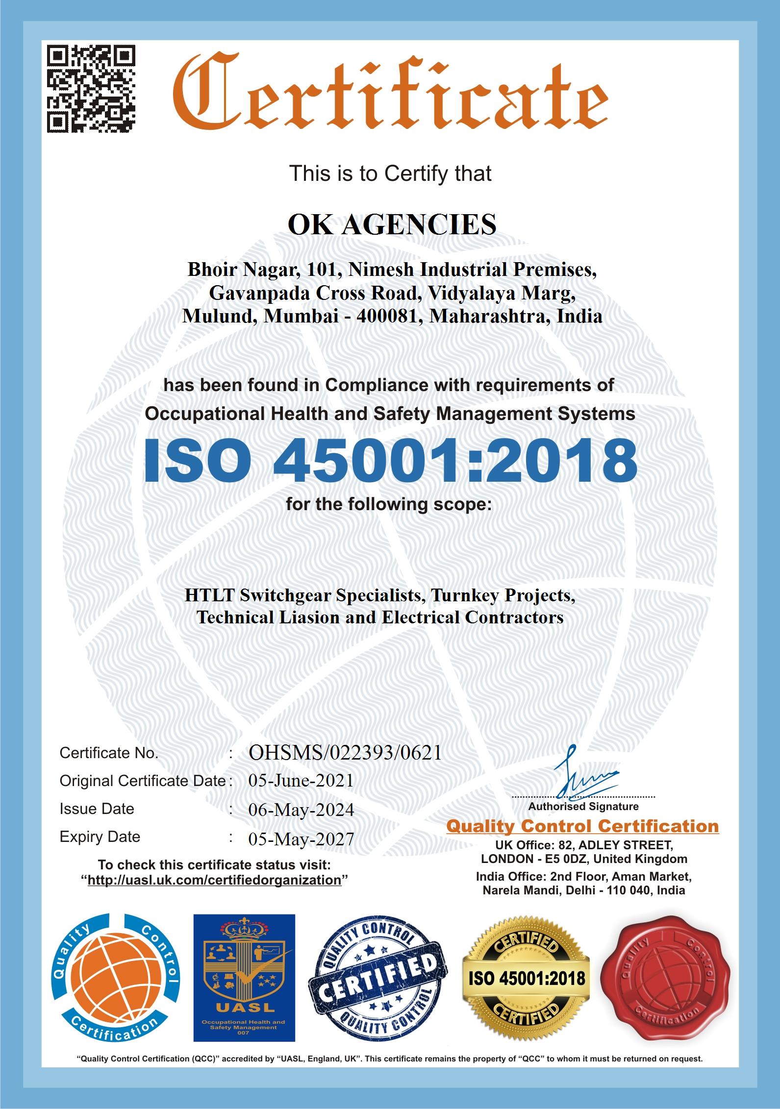 ISO 45001 Certificate